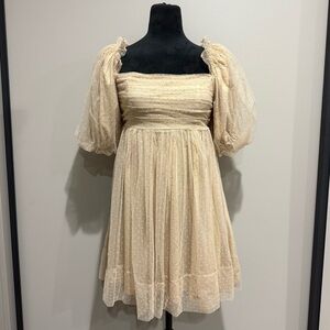 MARBLE Cream Puff Sleeve Mini Dress